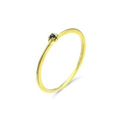 Beydodo Gold Ringe Frauen 585 14K, Verlobung Ring Blume Solitär mit Saphir Hochzeit Ringe Damen Trauringe Nickelfrei Gr.52 (16.6) von Beydodo