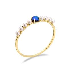 Beydodo Gold Ringe Frauen 585 14K, Verlobung Ring Schmal mit Opal und Perlen Hochzeit Ringe Damen Trauringe Nickelfrei Größe 65 (20.7) von Beydodo