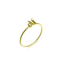 Beydodo Gold Ringe Frauen 585 14K, Verlobung Ring Schmetterling mit Diamant Hochzeit Ringe Damen Trauringe Nickelfrei Größe 53 von Beydodo