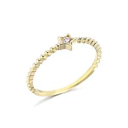 Beydodo Gold Ringe Frauen 585 14K, Verlobung Ring Stern Solitär mit Moissanit Hochzeit Ringe Damen Trauringe Nickelfrei Größe 51 (16.2) von Beydodo