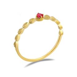 Beydodo Gold Ringe Frauen 585 14K, Verlobung Ring Tropfen mit Rubin Hochzeit Ringe Damen Trauringe Nickelfrei Größe 49 (15.6) von Beydodo
