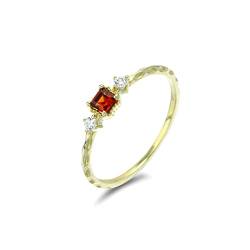 Beydodo Gold Ringe Frauen 750 18K, Verlobung Ring Schmal mit Rot Garnet Hochzeit Ringe Damen Trauringe Nickelfrei Gr.54 (17.2) von Beydodo