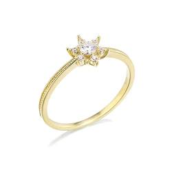 Beydodo Gold Ringe Frauen 750 18K, Verlobung Ring Schneeflocke mit Moissanit Hochzeit Ringe Damen Trauringe Nickelfrei Größe 48 (15.3) von Beydodo