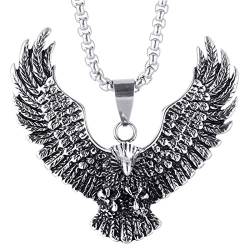 Beydodo Halskette Edelstahl Herren, Kette 60CM mit Anhänger Adler Halskette Personalisiert Männer Silber von Beydodo