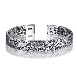 Beydodo Herren Armband Sterling Silber 999 Drachen Phoenix Cuff Armband mit Buddhistische Sutra 60 MM von Beydodo