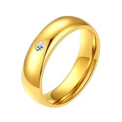 Beydodo Herren Damen Ringe Edelstahl, Unisex Ring 5MM Glänzend mit Zirkonia Freundschaftsring Ring Personalisiert Gold Gr.65 (20.7) von Beydodo