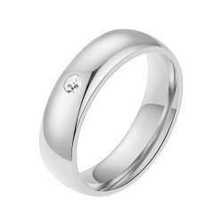 Beydodo Herren Damen Ringe Edelstahl, Unisex Ring 5MM mit Zirkonia Freundschaftsring Ring Personalisiert Silber Gr.62 (19.7) von Beydodo