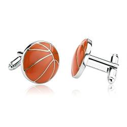 Beydodo Herren Manschettenknöpfe Hochzeit Edelstahl Orange Basketball Manschettenknopf Hemd von Beydodo