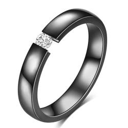 Beydodo Herren Ring Personalisiert, Edelstahl Ringe 3MM Solitär mit Zirkonia Freundschaftsringe Schwarz Ringe für Männer Größe 52 (16.6) von Beydodo