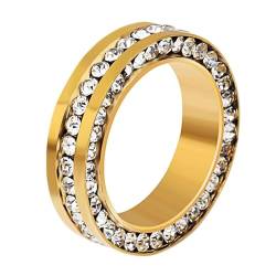 Beydodo Herren Ring Personalisiert, Edelstahl Ringe 6MM mit Zirkonia Freundschaftsringe Gold Ringe für Männer Größe 60 (19.1) von Beydodo