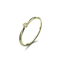 Beydodo Hochzeit Ring Gold 585, Ringe Personalisiert Solitär mit Diamant Trauringe Verlobungsringe für Frauen Größe 65 von Beydodo