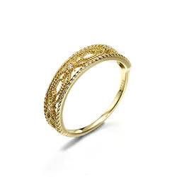 Beydodo Hochzeit Ring Gold 750, Ringe Personalisiert Filigran mit Diamant Trauringe Verlobungsringe für Frauen Gr.61 von Beydodo