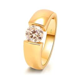 Beydodo Hochzeit Ring Gold 750, Ringe Personalisiert Solitär mit Moissanit 1ct Trauringe Verlobungsringe für Männer Gr.54 von Beydodo