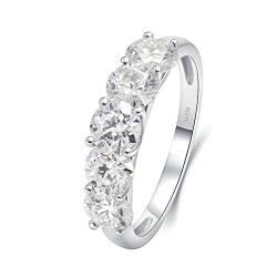 Beydodo Hochzeitsringe Weißgold 750 Damen, Ring Verlobung mit 5 Steine Laborgezüchteter Diamant 1.25ct Trauringe Eheringe Nickelfrei Gr.48 (15.3) von Beydodo