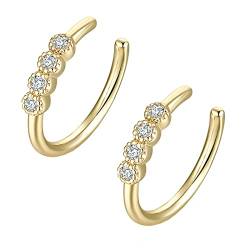 Beydodo Ohrklemme Damen Vergoldet, Ohrringe ohne Ohrloch mit Weiß Zirkonia Ear Cuff Ohrringe Gold Nickelfrei Modeschmuck von Beydodo