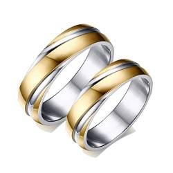 Beydodo Partnerringe Edelstahl Hochglanzpoliert Rund 6 MM Verlobungsringe Paar Ring für Sie und Ihn Damen Gr.70 (22.3) + Herren Gr.67 (21.3) von Beydodo
