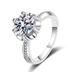 Beydodo Ring 585 Weißgold mit Diamanten, Damen Ringe Pflaumenblüte mit 1ct Laborgezüchteter Diamant Ring Gr.56 (17.8), Verlobungsring Trauringe Personalisiert von Beydodo