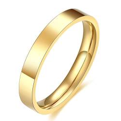 Beydodo Ringe Edelstahl Gold, Herren Ring Personalisiert 3MM Glänzend Bandring Freundschaftsringe Männer Ringe Nickelfrei Gr.62 (19.7) von Beydodo