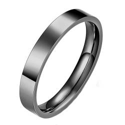 Beydodo Ringe Edelstahl Männer Frauen, Unisex Ring Personalisiert 3MM Glänzend Bandring Freundschaftsringe Schwarz Ringe Nickelfrei Gr.60 (19.1) von Beydodo