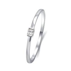 Beydodo Ringe Weißgold 750 Damen, Verlobungsring Schmal Solitär mit Laborgezüchteter Diamant 0.01ct Hochzeit Ringe Frauen Eheringe Nickelfrei Gr.47 von Beydodo