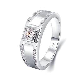 Beydodo Ringe Weißgold 750 Herren, Verlobungsring 4-Steg-Krappenfassung mit 0.3ct Diamant Hochzeit Ringe Männer Eheringe Nickelfrei Gr.61 (19.4) von Beydodo