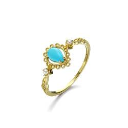 Beydodo Ringe für Damen 585 Gold, Trauringe Filigran mit Tropfen Türkis und Perlen Gold Ringe Verlobung und Hochzeit Größe 54 (17.2) von Beydodo