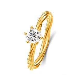 Beydodo Ringe für Damen 585 Gold, Trauringe Solitär mit Diamant 0.5ct Gold Ringe Verlobung und Hochzeit Gr.51 von Beydodo