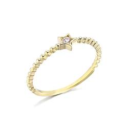 Beydodo Ringe für Damen 585 Gold, Trauringe Stern Solitär mit Moissanit Gold Ringe Verlobung und Hochzeit Größe 53 von Beydodo
