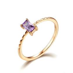 Beydodo Ringe für Damen 585 Rotgold, Trauringe Solitär mit Rechteck Amethyst Rotgold Ringe Verlobung und Hochzeit Gr.62 (19.7) von Beydodo