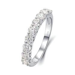 Beydodo Ringe für Damen 585 Weißgold, Trauringe mit 9 Steine 0.9ct Laborgezüchteter Diamant Weißgold Ringe Verlobung und Hochzeit Größe 48 (15.3) von Beydodo