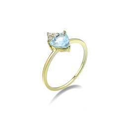 Beydodo Ringe für Damen 750 Gold, Trauringe Krone mit Blau Topas Gold Ringe Verlobung und Hochzeit Gr.66 (21.0) von Beydodo
