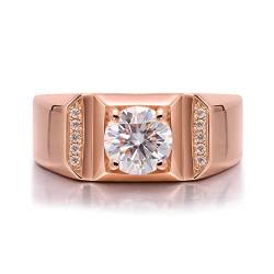 Beydodo Rotgold Ringe Männer 585 14K, Verlobung Ring Siegelring mit 1ct Moissanit 6.5MM Hochzeit Ringe Herren Trauringe Nickelfrei Gr.51 (16.2) von Beydodo