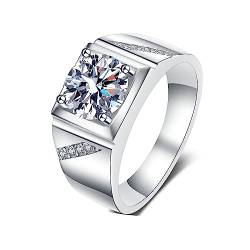 Beydodo Sterling Silber 925 Ring Herren, Hochzeit Ring mit Moissanit 1ct Siegelring Ehering Verlobungsring Nickelfrei Gr.61 von Beydodo