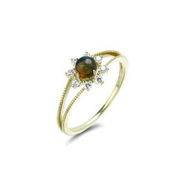 Beydodo Trauringe Damen 750 Echtgold, Ring Personalisiert Blume mit Opal Verlobungsringe Hochzeit Ringe Frauen Nickelfrei Größe 62 von Beydodo
