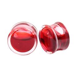 Beydodo Tunnel 18MM Edelstahl, Ohr Tunnel Plug Rund mit Rot Flüssigkeit Piercing Ohr Expander 2PCS von Beydodo