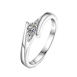 Beydodo Verlobung Ring Platin 950 Damen, Hochzeit Ring mit Diamant 0.2ct Ehering Nickelfrei Gr.49 (15.6) von Beydodo