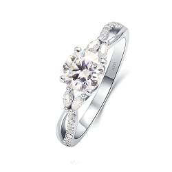 Beydodo Verlobungsring 585 Weißgold, Frauen Ringe Personalisiert Infinity mit 6.5MM Laborgezüchteter Diamant 1ct Eheringe Hochzeit Ring Nickelfrei Gr.52 (16.6) von Beydodo