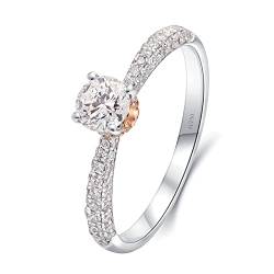 Beydodo Verlobungsring Damen Bicolor 750, Hochzeit Ringe 4-Steg-Krappenfassung mit Laborgezüchteten Diamant 0.4ct Eheringe Trauringe Nickelfrei Gr.66 von Beydodo