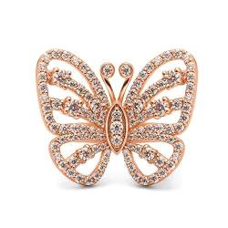 Beydodo Verlobungsring Damen Rotgold 585, Hochzeit Ringe Schmetterling mit 1.52ct Laborgezüchteter Diamant Eheringe Trauringe Nickelfrei Größe 66 (21.0) von Beydodo