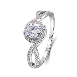 Beydodo Weißgold Ringe Frauen 585 14K, Verlobung Ring Infinity mit 1ct Moissanit Hochzeit Ringe Damen Trauringe Nickelfrei Größe 47 von Beydodo