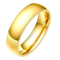 Edelstahl Ringe Männer, Ring Personalisiert 5MM Glatt Bandring Partnerringe Herren Ring Gold Nickelfrei Größe 54 (17.2) von Beydodo
