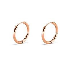 Ohrringe Nickelfrei Modeschmuck, Ohrringe Creolen Vergoldet Damen Herren Poliert Kreise 12MM Breit Ohrringe Rosegold für Mädchen Jugend von Beydodo