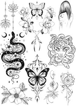 Beyond Medusa Tattoo Schlange Tattoo Schmetterlinge Tattoo Temporäres Fake Tattoos P94 von Beyond