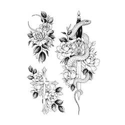 Blumen Tattoo Fake Tattoo Schwert und Schlange HB308X von Beyond