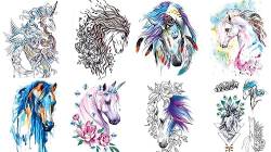 Pferde Tattoos Wasserfarben Tattoos Pferd Tattoo Einhorn Tattoo Fake Tattoo Horse 8 von Beyond