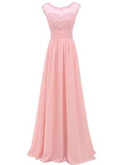 Beyonddress Damen Abendkleider Lange Elegant Brautjungfernkleider Appliques Cocktailkleider(Rosa,36) von Beyonddress