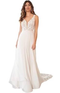 Beyonddress Damen Meerjungfrau Brautkleider Hochzeitskleider Langarm Spitze Appliques Rückenlos Brautmode Brautkleider für Braut von Beyonddress