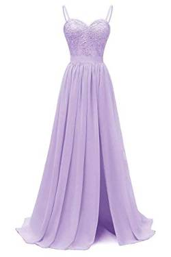 Beyonddress Damen Schatzhals Brautjungfernkleider Abendkleider Spitze Chiffon Ballkleid Elegant für Hochzeit Lang (Lavendel,36) von Beyonddress