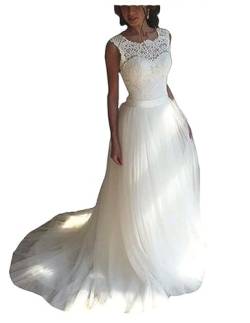 Beyonddress Damen Spitze Brautkleider Hochzeitskleid Prinzessin Lange V-Ausschnitt Tüll Appliques Brautmode Brautkleider für Braut von Beyonddress