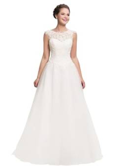 Beyonddress Damen Strand Tüll Brautkleider Hochzeitskleid Langarm Spitze Applique Brautmode Brautkleider für Braut von Beyonddress